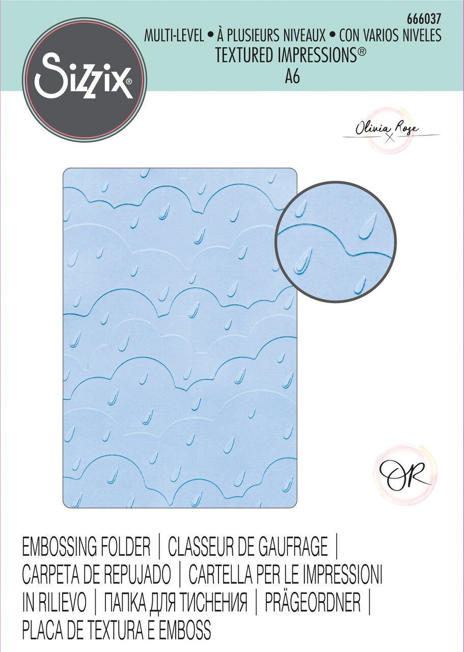 Sizzix Multi-Level Textured Impressions Embossing Folder-Rain Clouds By Olivia Rose